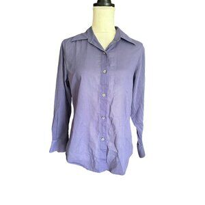 Anne Klein Button-Down Long Sleeve Blouse Purple Women's Medium LIghtweight